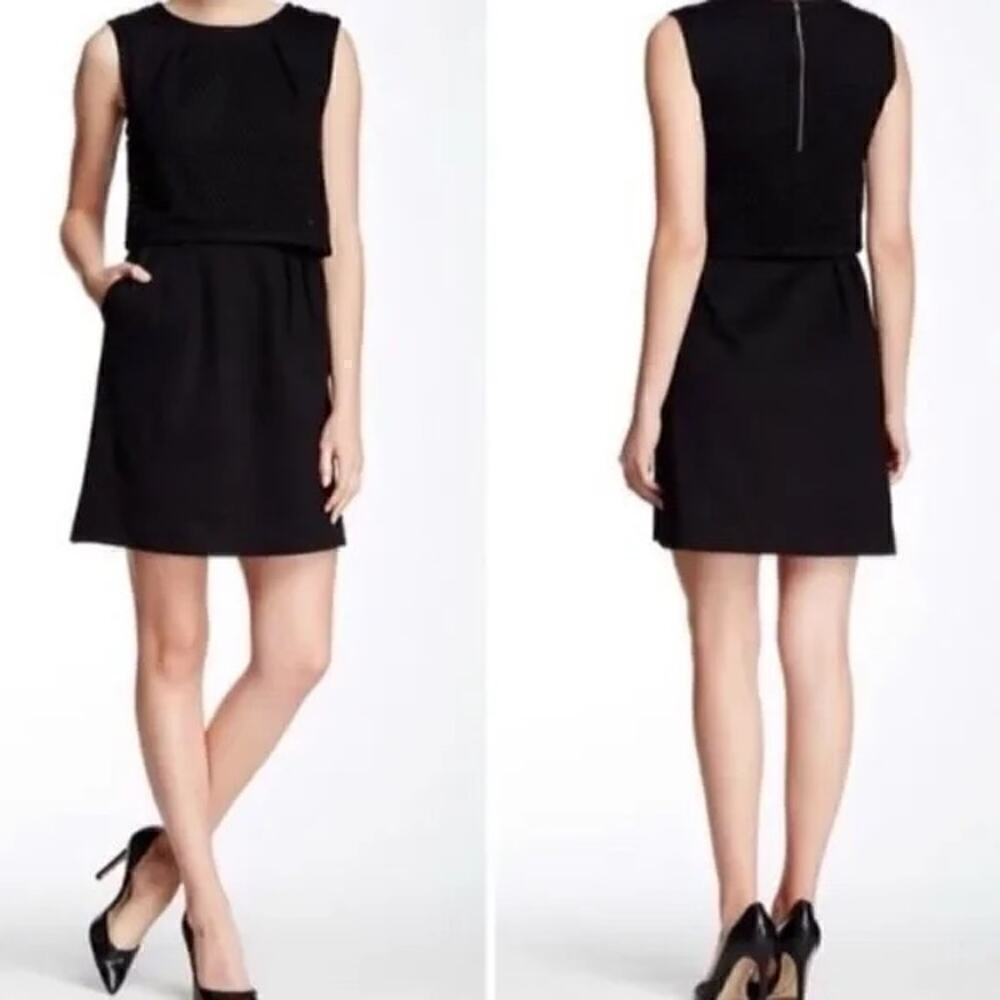 Trina Turk Jolina Mini Dress Black Eyelet Lined Pockets Size 2